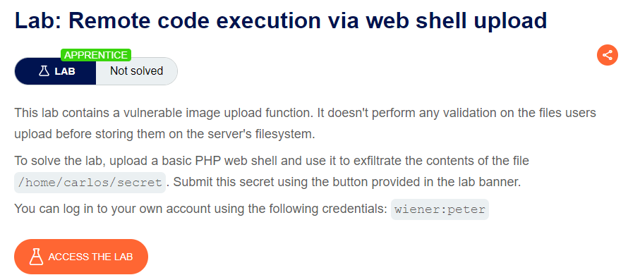 Remote code execution via web shell upload writeup