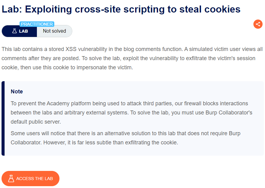 Exploiting cross-site scripting to steal cookies writeup