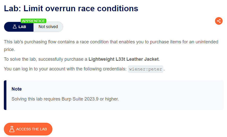 Limit overrun race conditions writeup