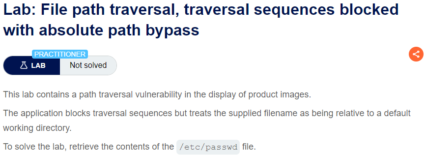 File path traversal, traversal sequences blocked with absolute path bypass writeup
