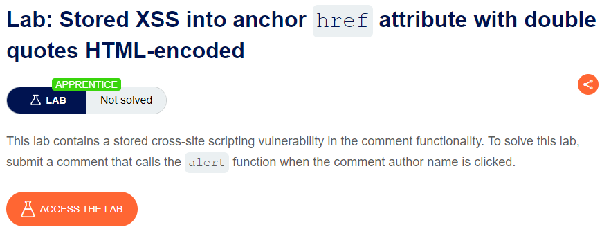 Stored XSS into anchor href attribute with double quotes HTML-encoded writeup