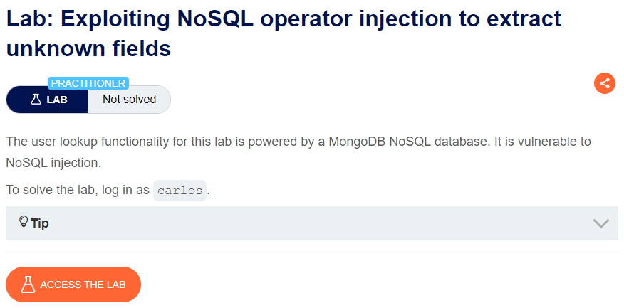 Exploiting NoSQL operator injection to extract unknown fields writeup