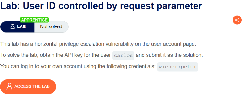 User ID controlled by request parameter writeup