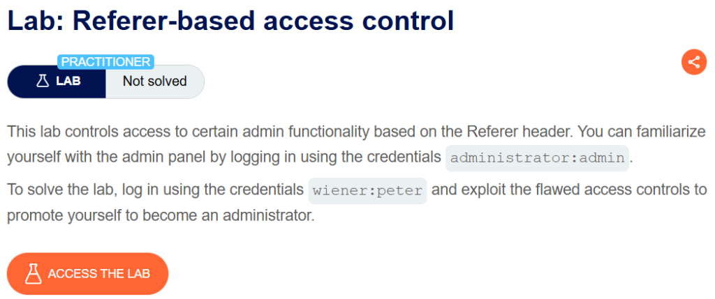 Referer-based access control writeup