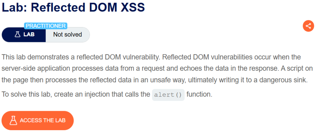 Reflected DOM XSS writeup