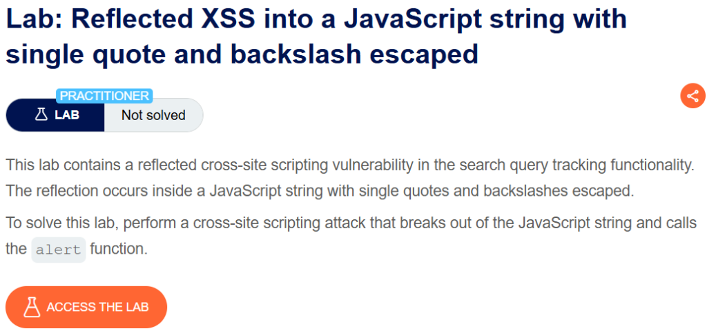 Reflected XSS into a JavaScript string with single quote and backslash escaped writeup