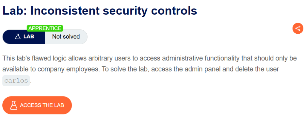 Inconsistent security controls writeup