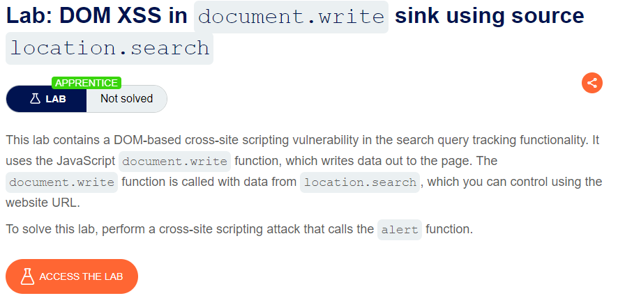 DOM XSS in document.write sink using source location.search