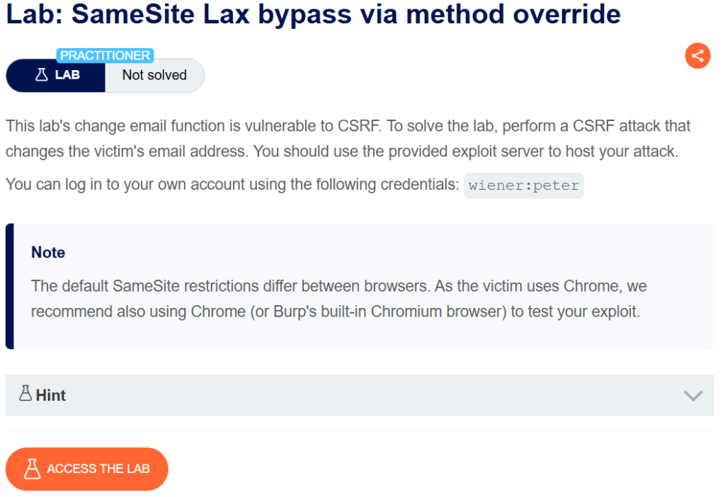 SameSite Lax bypass via method override writeup