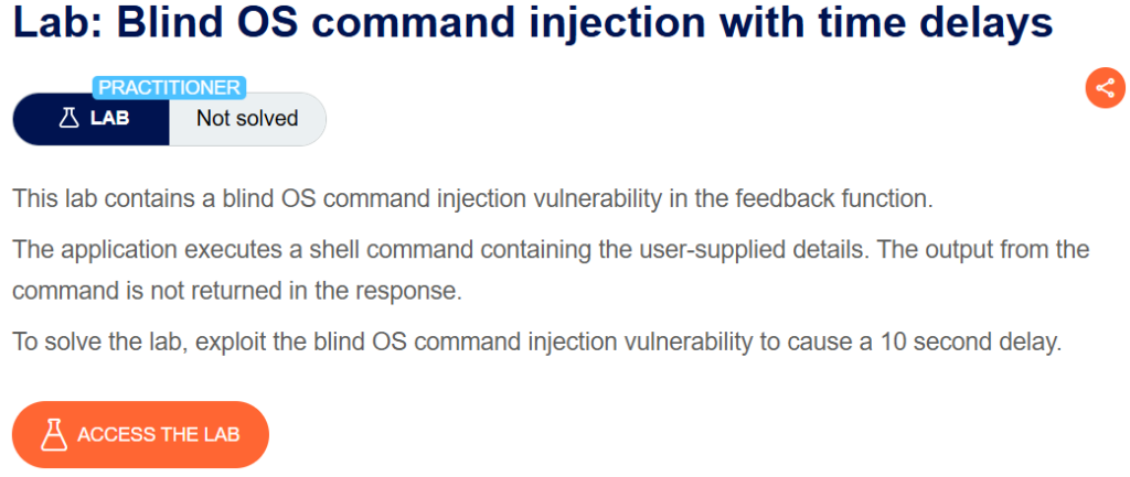 Blind OS command injection with time delays writeup