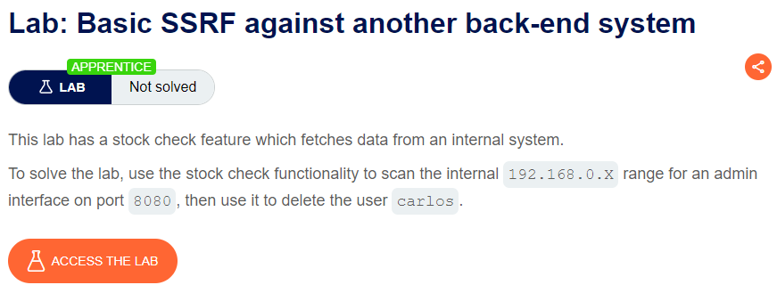 Basic SSRF against another back-end system writeup