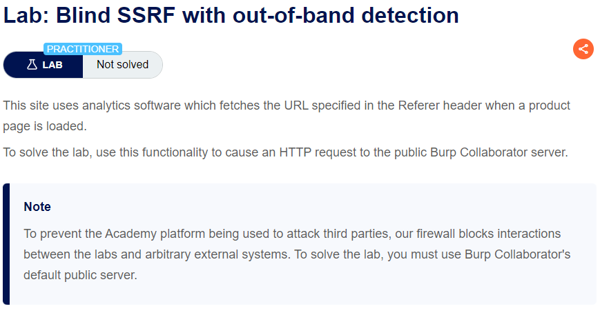 Blind SSRF with out-of-band detection writeup