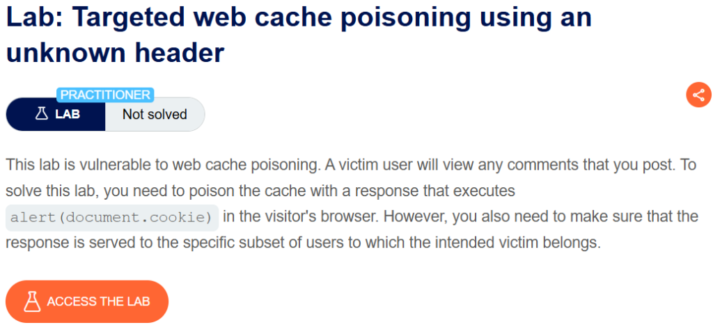 Targeted web cache poisoning using an unknown header writeup
