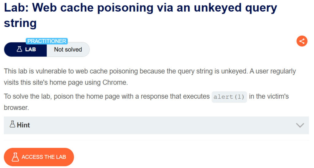 Web cache poisoning via an unkeyed query string writeup