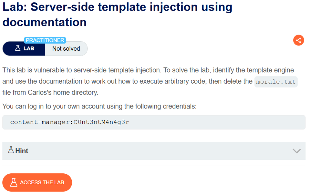 Server-side template injection using documentation writeup