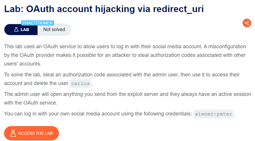 OAuth account hijacking via redirect_uri writeup