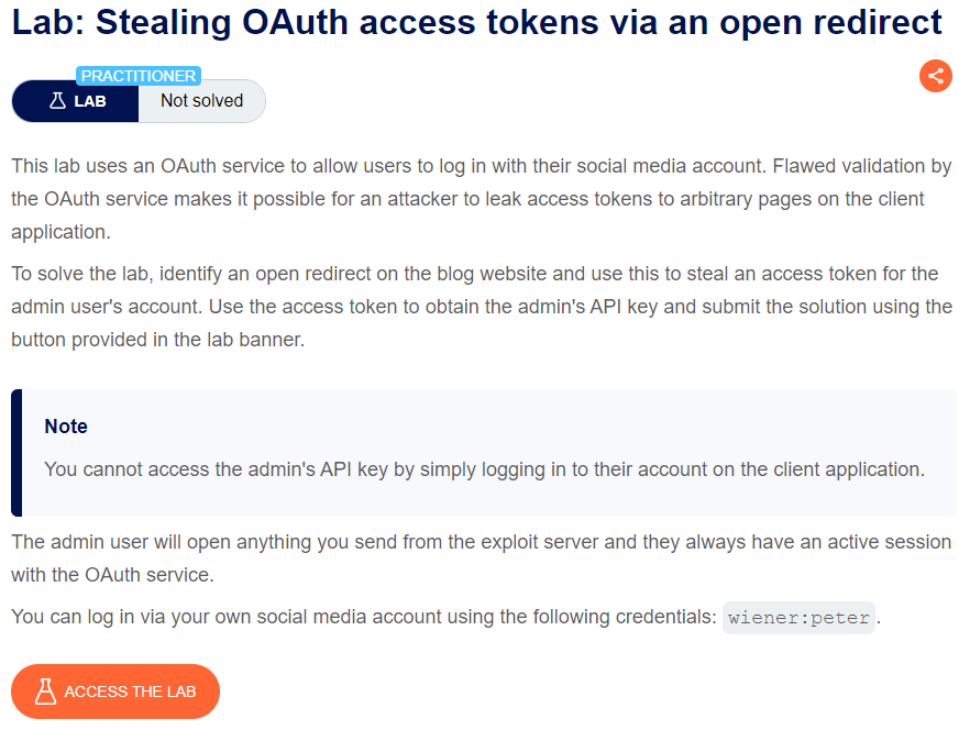 Stealing OAuth access tokens via an open redirect writeup