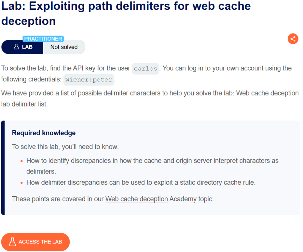 Exploiting path delimiters for web cache deception writeup