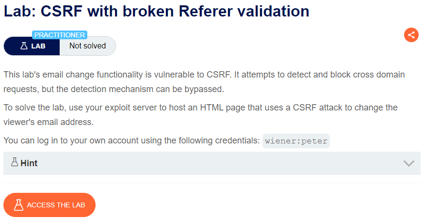 CSRF with broken Referer validation writeup