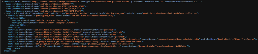 Código de Android Manifest